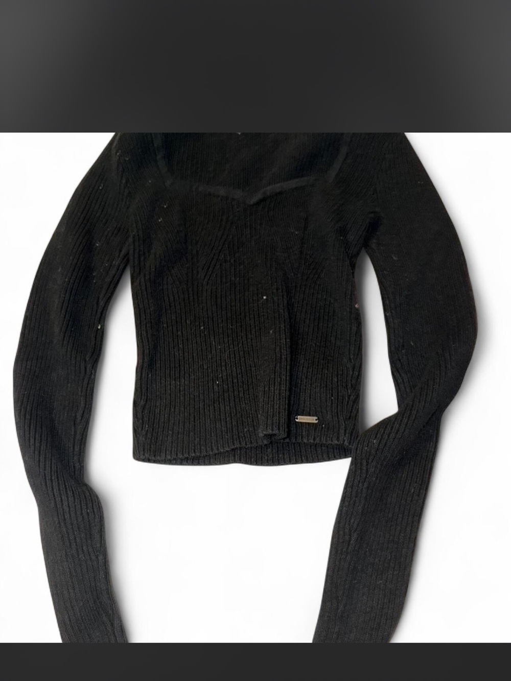 Hollister Black Ribbed Scoop-Neck Women's Sweater